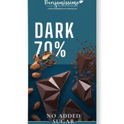 Органско безглутенско темно чоколадо со 70% какао без додадени шеќери  - 60 гр.
