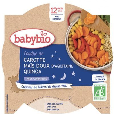 Органски безглутенски ноќен оброк од моркови, блага пченка, киноа и коријандер без додадено млеко и