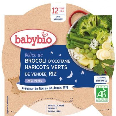 Органски безглутенски ноќен оброк од брокула, боранија, ориз и магдонос  без додадено млеко и сол за