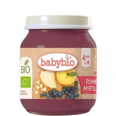 Органска безглутенска овошна каша од јаболко и боровинки без додадено млеко и шеќер за 4+ месеци - 1