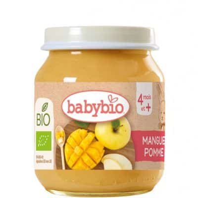 Органска безглутенска овошна каша од јаболко и манго без додадено млеко и шеќер за 4+ месеци - 130 г