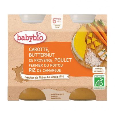 Органска безглутенска каша од морков, тиква, пилешко месо и ориз без додадено млеко и сол за 6+ месе