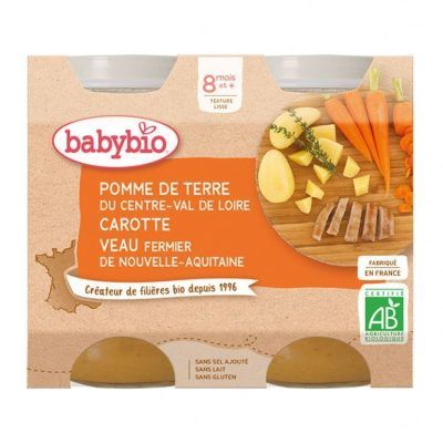 Органска безглутенска каша од компир, морков и телешко месо без додадено млеко и сол за 8+ месеци -