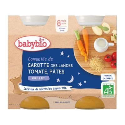 Органска ноќна каша од морков, домат и паста со млеко без додадена сол за 8+ месеци - 2х200 гр.