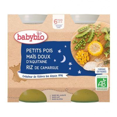 Органска безглутенска ноќна каша од грашок, пченка и ориз без додадено млеко и сол за 6+ месеци -2х2