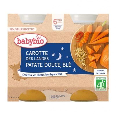 Органска ноќна каша од морков, сладок компир и пченица без додадено млеко и сол за 6+ месеци 2х200 г