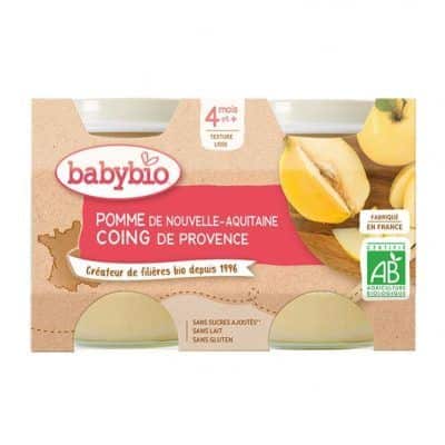 Органска безглутенска овошна каша од јаболко и дуња без додадено млеко и шеќер за 4+ месеци - 2х130