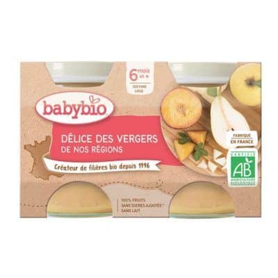 Органска безглутенска каша од јаболко,круша и праска без додадено млеко и шеќер за 6+ месеци 2X130гр