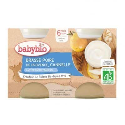 Органски безглутенски густ јогурт од кравјо млеко со круша и цимет без додаден шеќер за 6+ месеци -