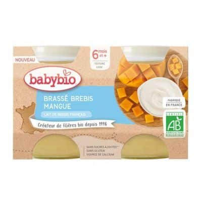 Органски безглутенски густ јогурт од овчо млеко со манго без додаден шеќер за 6+ месеци - 2х130 гр.