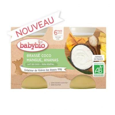 Органски безглутенски густ јогурт од млеко од кокос со манго и ананас без додаден шеќер за 6+ месеци