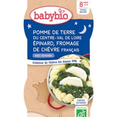 Органски безглутенски ноќен оброк од компир, спанаќ и козјо сирење за 8+ месеци - 2х200 гр.