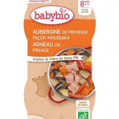 Органски безглутенски оброк од јагнешко месо и мусака со модар патлиџан без додадено млеко и сол за