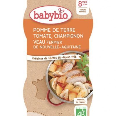 Органски безглутенски оброк од телешко месо, компир, домат и печурки без додадено млеко и сол за 8+