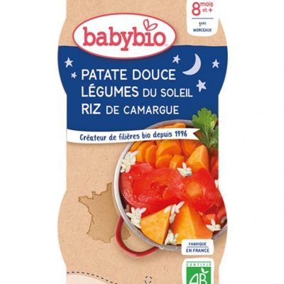 Органски безглутенски ноќен оброк од сладок компир, зеленчук и ориз без додадено млеко и сол за 8+ м