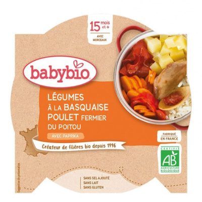 Органски безглутенски оброк од зеленчук, пилешко месо и пиперка без додадено млеко и сол за 15+ месе