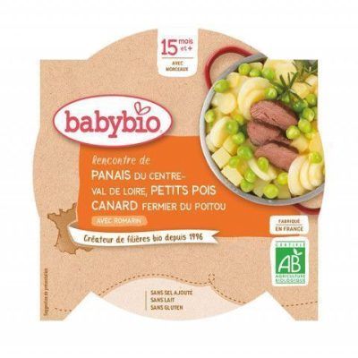 Органски безглутенски оброк од пашканат, грашок и месо од патка без додадено млеко и сол за 15+ месе