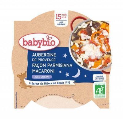 Органски безглутенски ноќен оброк од модар патлиџан и макарони со пармезан и оригано за 15+ месеци -