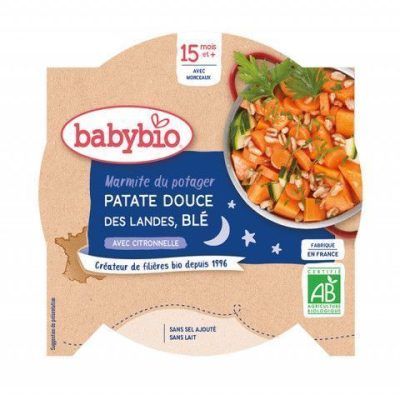 Органски ноќен оброк од сладок компир и пченица со маточина без додадено млеко и сол за 15+ месеци -