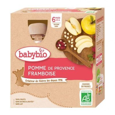 Органско пире од јаболко и малини без додадено шеќер и млеко за 6+ месеци - 4х90 гр.