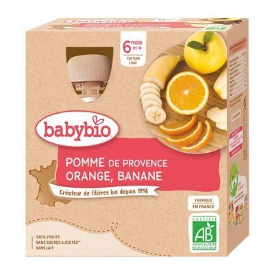 Органско пире од јаболко, портокал и банана без додадено шеќер и млеко за 6+ месеци - 4х90 гр.