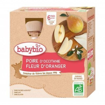 Органско безглутенско пире од круша и цвет од портокал без додадено шеќер и млеко за 6+ месеци - 4х9