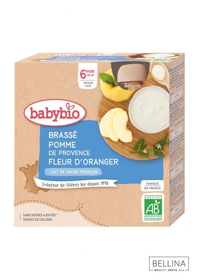 Органско пире од густ јогурт од кравјо млеко со јаболко и цвет од портокал без додаден шеќер за 6+ м