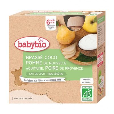 Органско пире од густ јогурт од млеко од кокос со јаболко и круша без додаден шеќер за 6+ месеци - 4