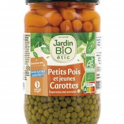 Органски грашок и млад морков без додаден шеќер - 660 гр.