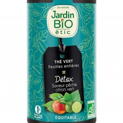 Органски зелен чај со праска и лимета за детоксификација - 90 гр.