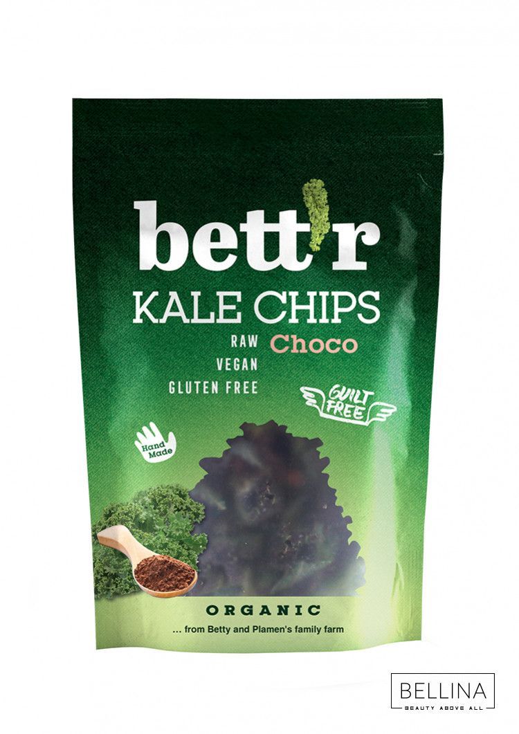 Органски чипс од кељ со чокрладо и бадем - 30 гр.