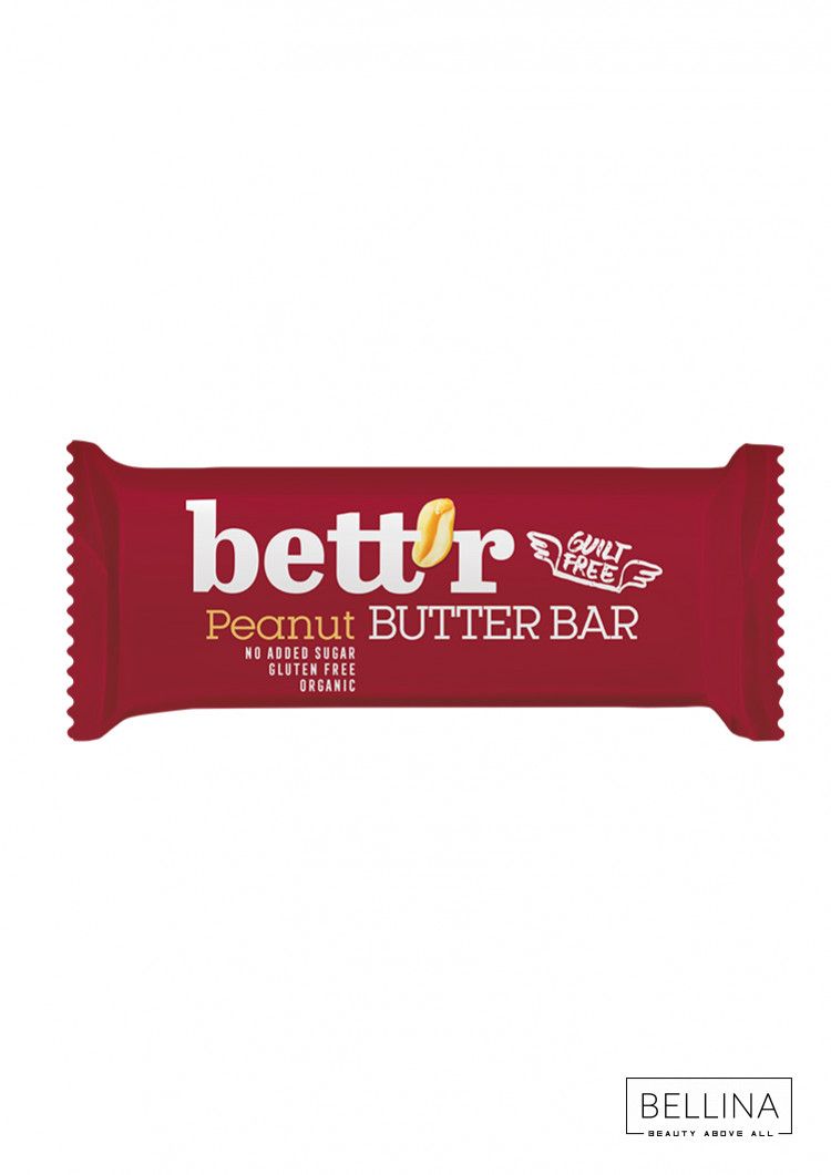 Органски бар со путер од кикирики без додаден шеќер - 30 гр.