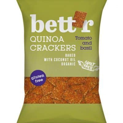 Органски безглутенски крекери од киноа со домат и босилек - 100 гр.