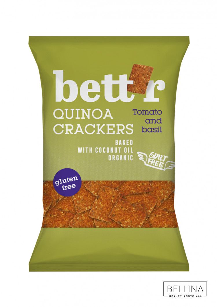 Органски безглутенски крекери од киноа со домат и босилек - 100 гр.