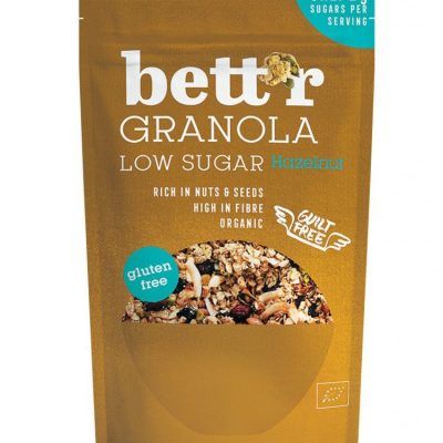 Органска безглутенска гранола со лешници со ниска засладеност - 300 гр.