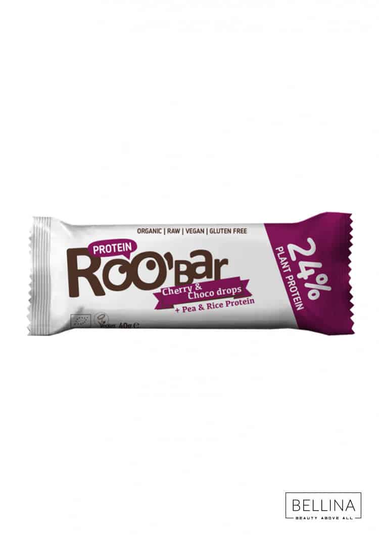 Органски безглутенски протеински бар со зрна од чоколадо и цреши - 40 гр.