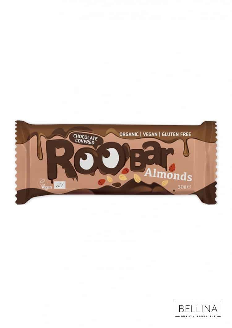 Органски безглутенски бар со бадеми прелиен со чоколадо - 30 гр.