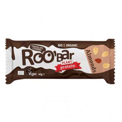 Органски безглутенски протеински бар со бадеми прелиен со чоколадо - 40 гр.