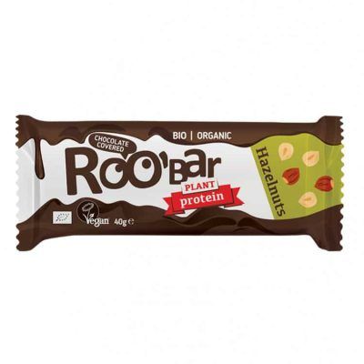 Органски безглутенски протеински бар со лешници прелиен со чоколадо - 40 гр.