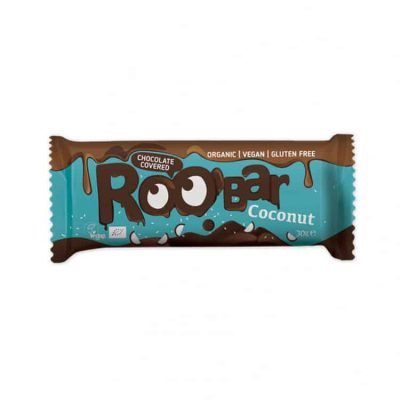 Органски безглутенски бар со кокос прелиен со чоколадо - 30 гр.