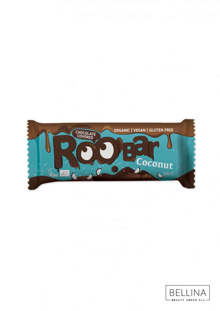 Органски безглутенски бар со кокос прелиен со чоколадо - 30 гр.