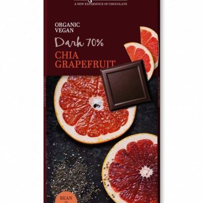 Органско безглутенско темно чоколадо со 70% какао, грејпфрут и чиа - 60 гр.