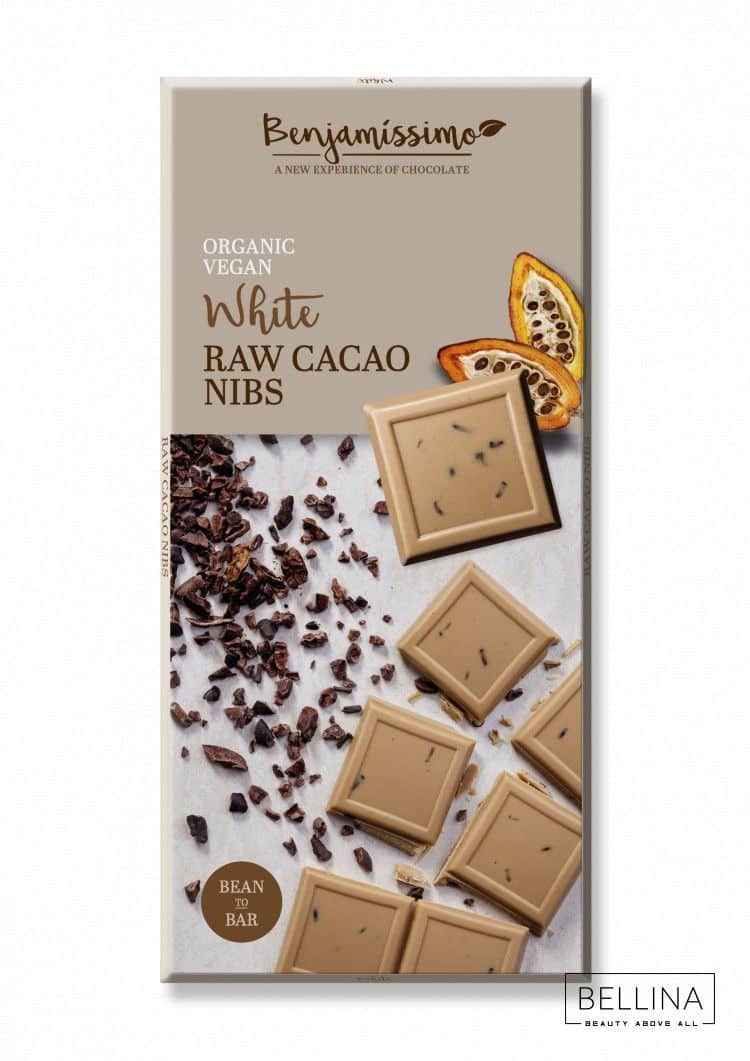 Органско безглутенско бело чоколадо со какао зрна - 60 гр.
