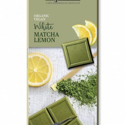 Органско безглутенско бело чоколадо со зелен чај и лимон  - 60 гр.