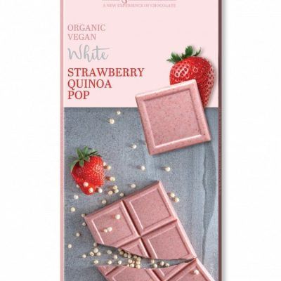 Органско безглутенско бело чоколадо со јагода и киноа зрна - 60 гр.