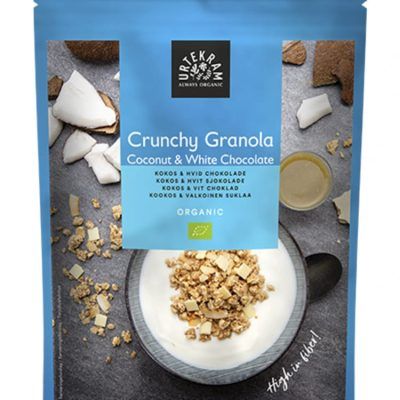 Органска крцкава гранола со кокос и бело чоколадо - 325 гр.