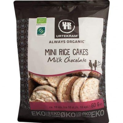 Органски мини оризови галети со млечно чоколадо - 60 гр.