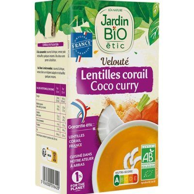 Органска супа од леќа, кокос и кари - 1 л.