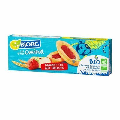 Органски детски бисквити со фил од јагода и јаболка - 120 гр.