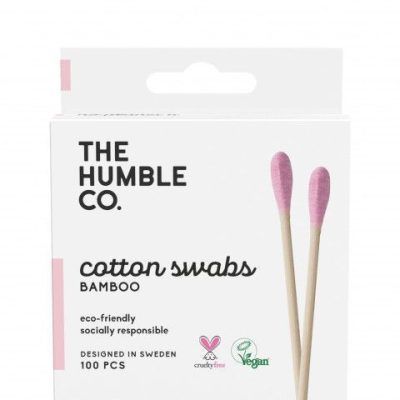 Розеви чепкалки за уши од бамбус - 100 парчиња